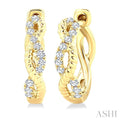 1/10 Ctw Split & Twisted Rope and Round Cut Diamond Huggie Petite Earrings in 10K Yellow Gold