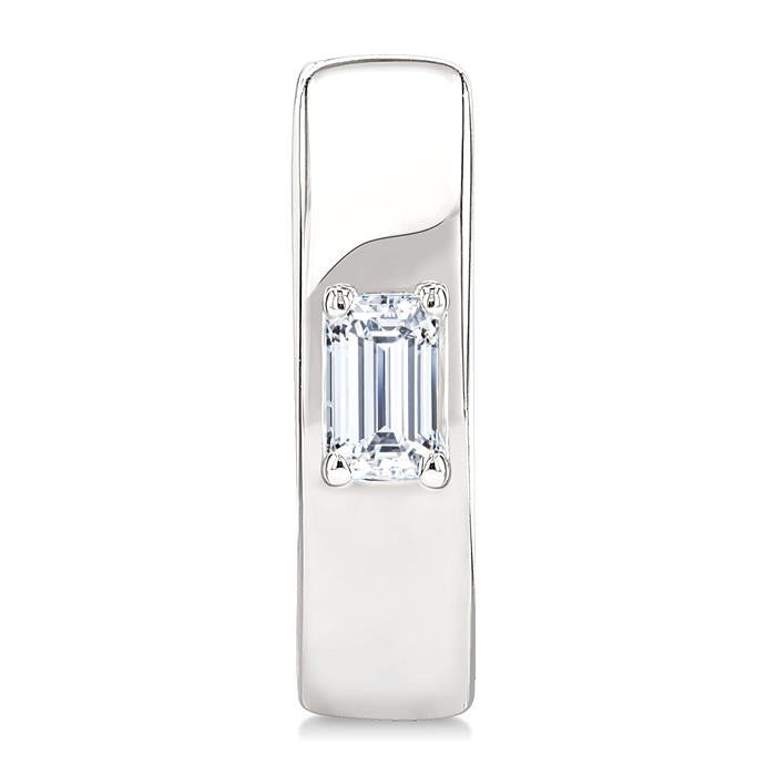 1/6 Ctw Octagon Shape Diamond Petite Huggie Earrings in 10K White Gold