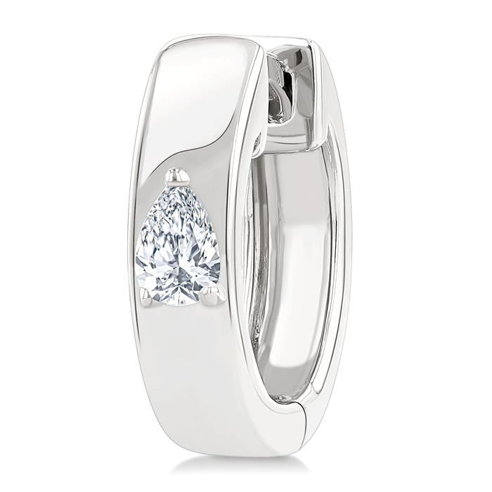 1/6 Ctw Pear Shape Diamond Petite Huggie Earrings in 10K White Gold