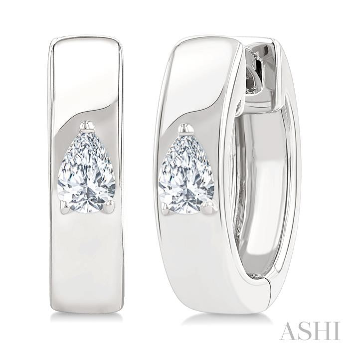 Pear Shape Petite Prong Diamond Huggie Earrings