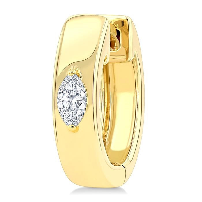 1/6 Ctw Marquise Shape Diamond Petite Huggie Earrings in 10K Yellow Gold
