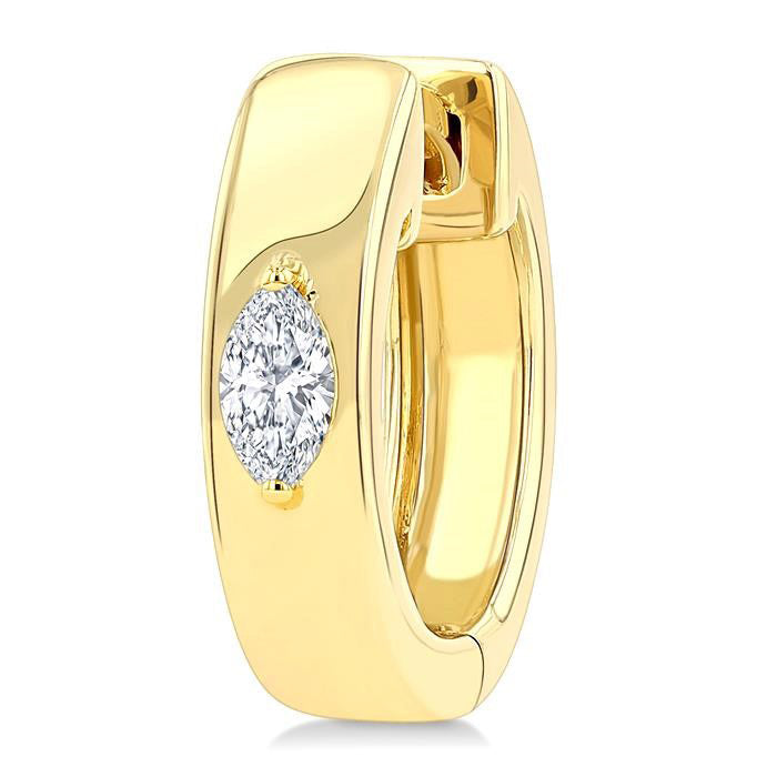 Marquise Shape Petite Prong Diamond Huggie Earrings