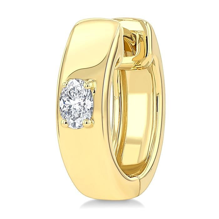 1/6 Ctw Oval Shape Diamond Petite Huggie Earrings in 10K Yellow Gold