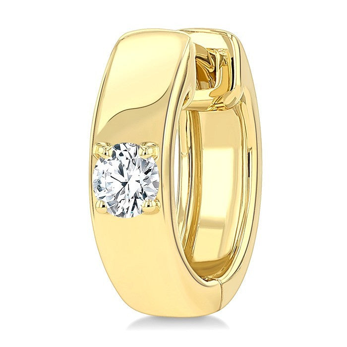 1/6 Ctw Round Shape Diamond Petite Huggie Earrings in 10K Yellow Gold