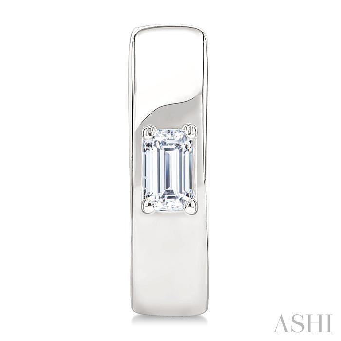 1/6 Ctw Octagon Shape Diamond Petite Huggie Earrings in 10K White Gold