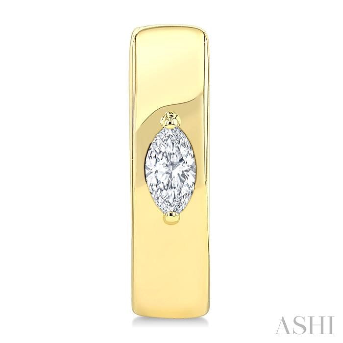 1/6 Ctw Marquise Shape Diamond Petite Huggie Earrings in 10K Yellow Gold