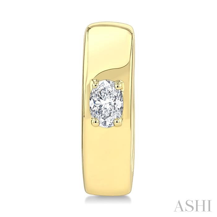 1/6 Ctw Oval Shape Diamond Petite Huggie Earrings in 10K Yellow Gold