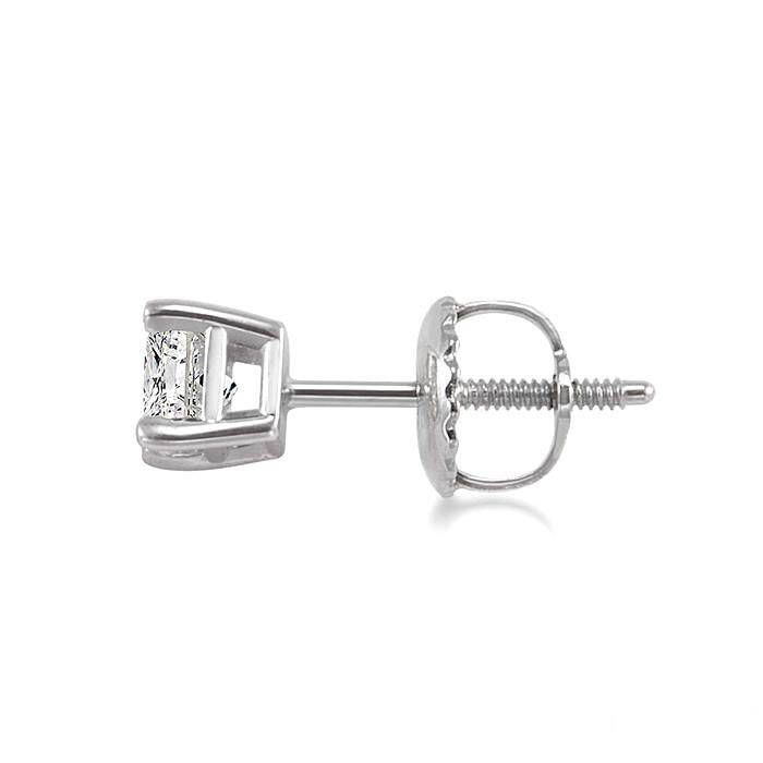LinZen CelCa 14K White Gold Diamond Earrings