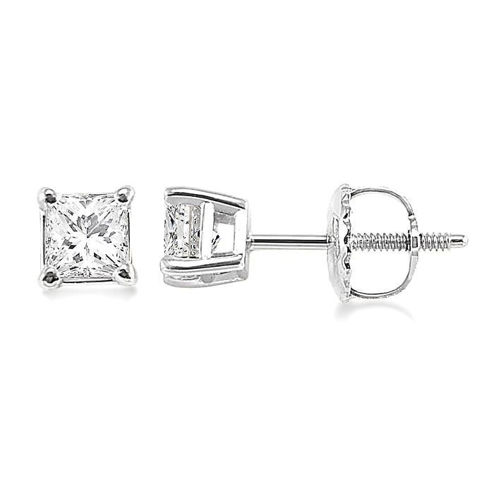 LinZen CelCa 14K White Gold Diamond Earrings