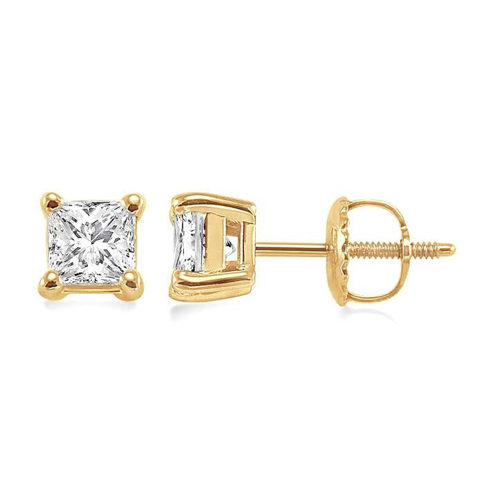 Princess Shape Diamond Stud Earrings