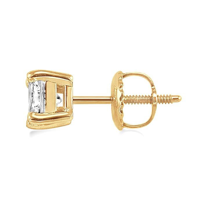 Princess Shape Diamond Stud Earrings