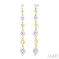 1/2 Ctw Graduated Diamond Shape Round Cut Diamond Fashion Long Earrings in 14K Yellow and White Gold