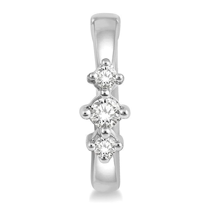 1/6 Ctw Three Stone Round Cut Diamond Huggie Petite Earrings in 14K White Gold