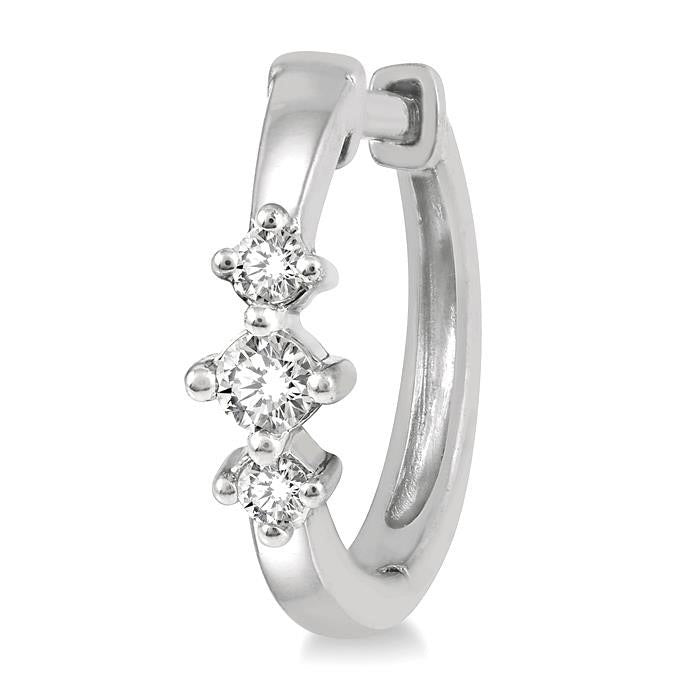 3 Stone Petite Diamond Huggie Fashion Earrings