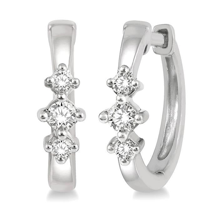 3 Stone Diamond Petite Huggie Fashion Earrings