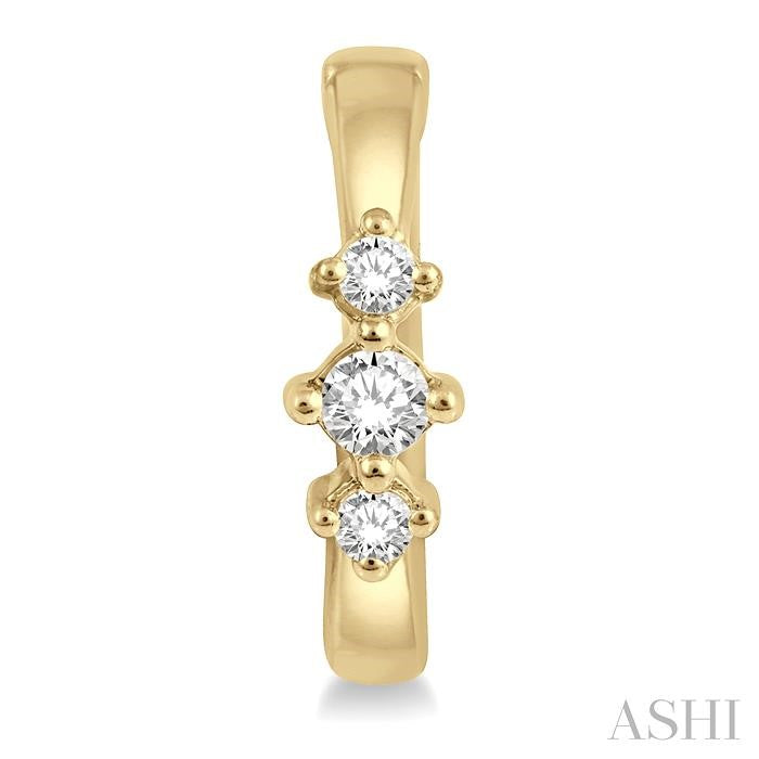 1/6 Ctw Three Stone Round Cut Diamond Huggie Petite Earrings in 10K Yellow Gold