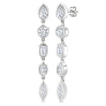 1 Ctw Bezel Set Mixed Diamond Cut Fashion Earrings in 14K White Gold