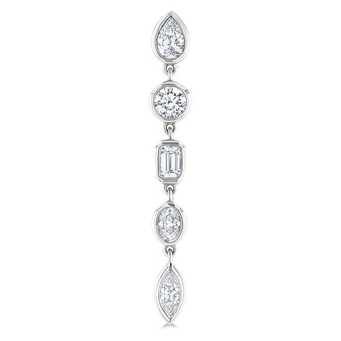 1 Ctw Bezel Set Mixed Diamond Cut Fashion Earrings in 14K White Gold