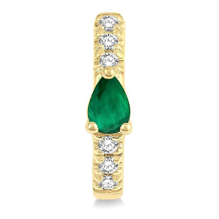 Pear Shape Gemstone & Petite Diamond Huggie Fashion Earrings