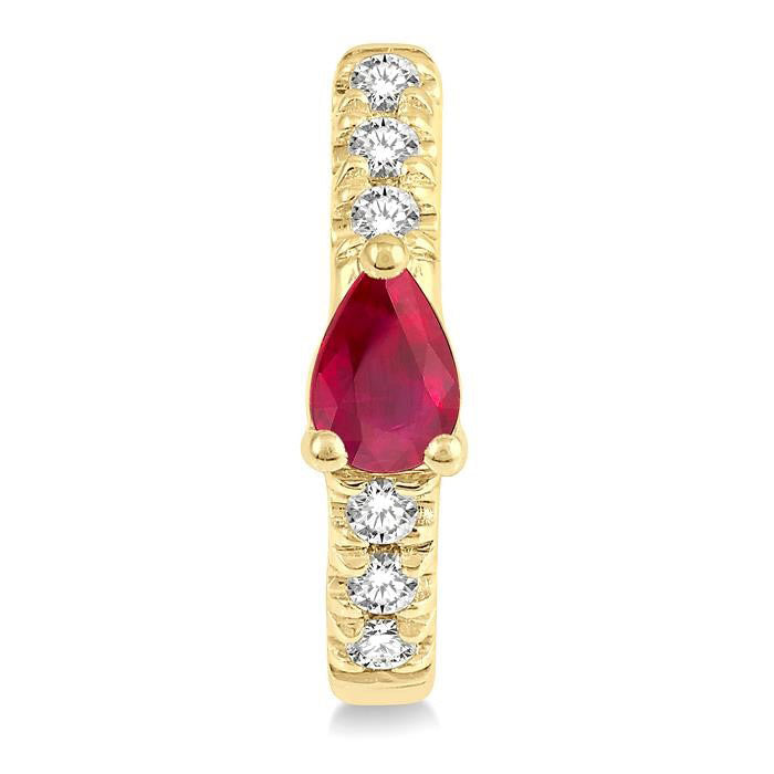 Pear Shape Gemstone & Petite Diamond Huggie Fashion Earrings