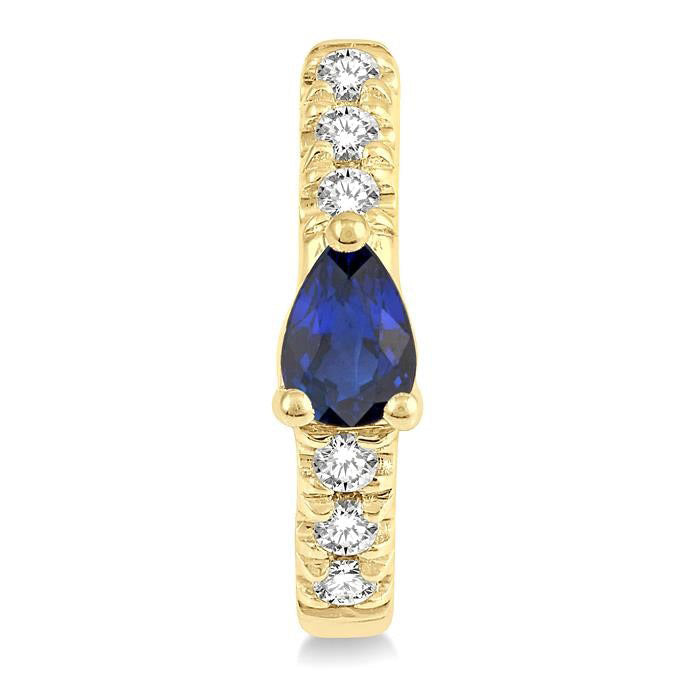 Pear Shape Gemstone & Petite Diamond Huggie Fashion Earrings