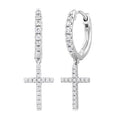 1/3 Ctw Petite Cross Round Cut Diamond Fashion Huggies in 10K White Gold
