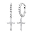 Cross Petite Diamond Huggie Fashion Earrings