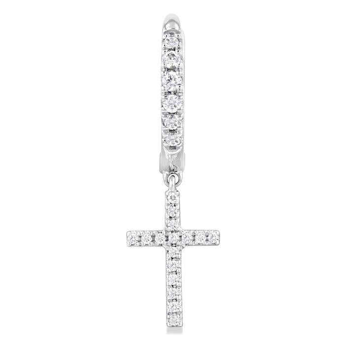 Cross Petite Diamond Huggie Fashion Earrings