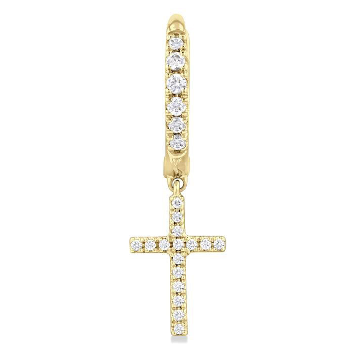 Cross Petite Diamond Huggie Fashion Earrings