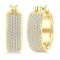 3/4 Ctw Five-Row Pave Set Round Cut Diamond Fashion Huggies in 14K Yellow Gold
