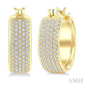 3/4 Ctw Five-Row Pave Set Round Cut Diamond Fashion Huggies in 14K Yellow Gold