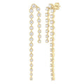 1 Ctw Round Cut Diamond Twin Row Fashion Long Earrings in 14K Yellow Gold