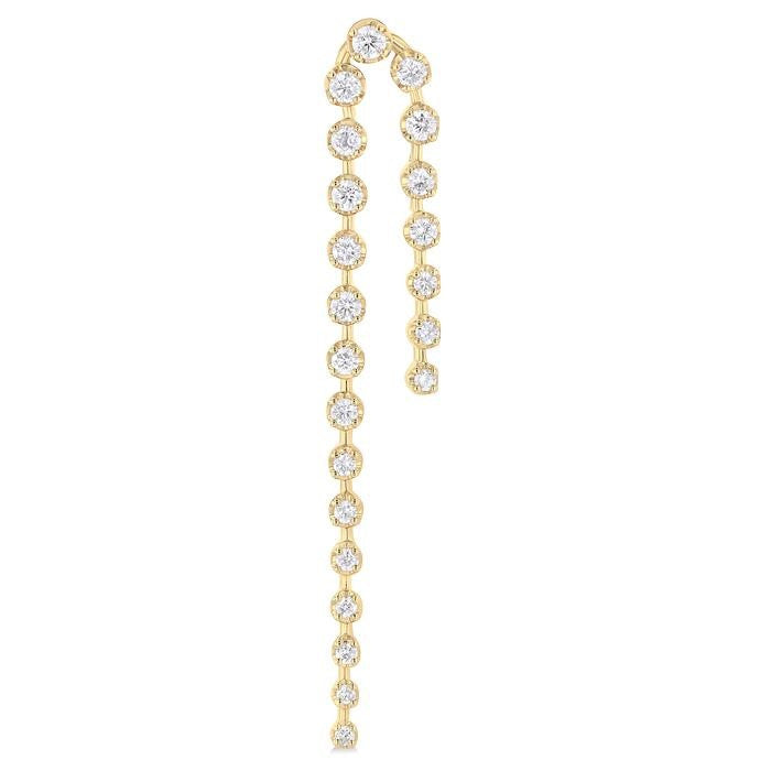 1 Ctw Round Cut Diamond Twin Row Fashion Long Earrings in 14K Yellow Gold