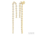 1 Ctw Round Cut Diamond Twin Row Fashion Long Earrings in 14K Yellow Gold