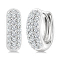 1/3 Ctw Triple Row Round Cut Diamond Huggie Earrings in 10K White Gold