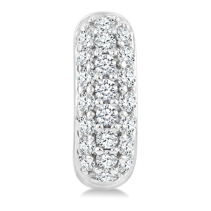 1/3 Ctw Triple Row Round Cut Diamond Huggie Earrings in 10K White Gold