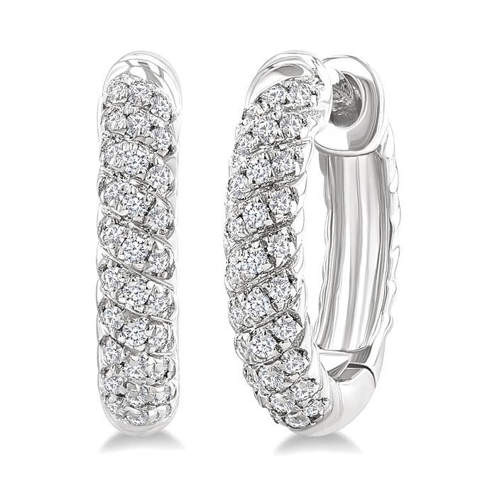 1/5 Ctw Petite Swirl Pattern Round Cut Diamond Fashion Huggies in 10K White Gold