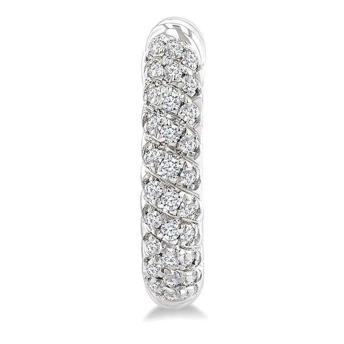 1/5 Ctw Petite Swirl Pattern Round Cut Diamond Fashion Huggies in 10K White Gold