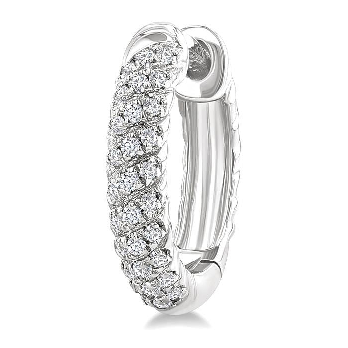 1/5 Ctw Petite Swirl Pattern Round Cut Diamond Fashion Huggies in 10K White Gold
