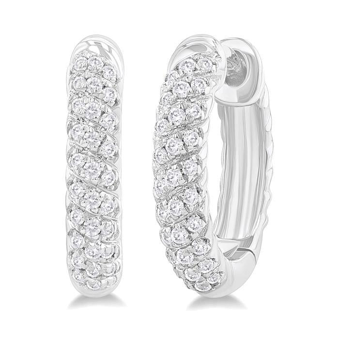 Twisted Petite Diamond Huggie Fashion Earrings