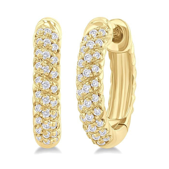 Twisted Petite Diamond Huggie Fashion Earrings