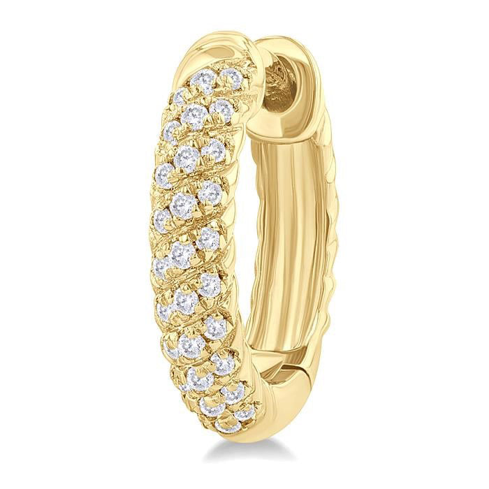 Twisted Petite Diamond Huggie Fashion Earrings