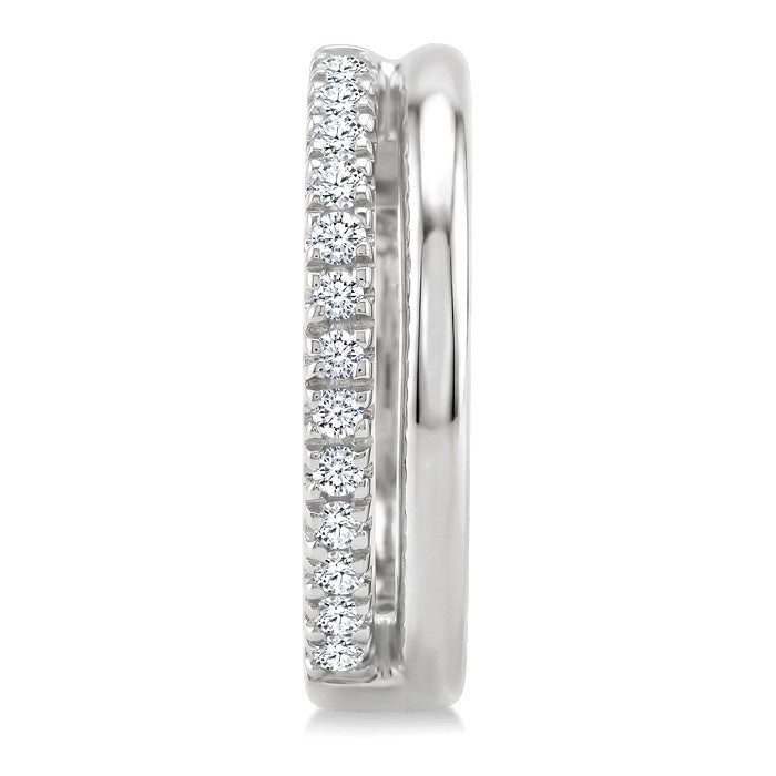 1/10 Ctw Petite Round Cut Diamond Fashion Huggie Earrings in 10K White Gold