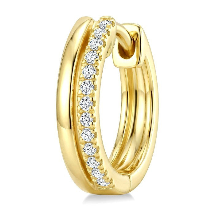 1/10 Ctw Petite Round Cut Diamond Fashion Huggie Earrings in 10K Yellow Gold