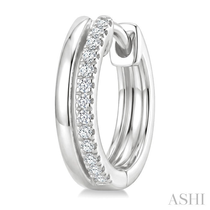 1/10 Ctw Petite Round Cut Diamond Fashion Huggie Earrings in 10K White Gold