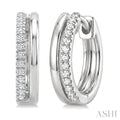 1/10 Ctw Petite Round Cut Diamond Fashion Huggie Earrings in 10K White Gold
