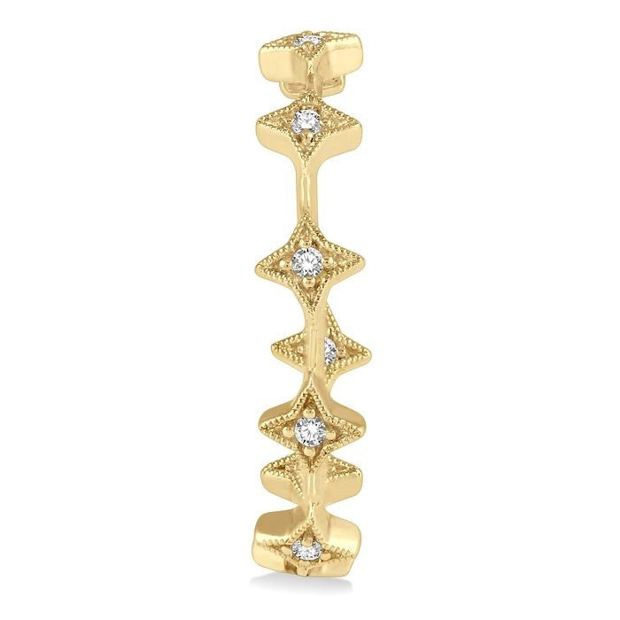 1/5 Ctw Star Shape Accent Round Cut Diamond Hoop Earrings in 14K Yellow Gold