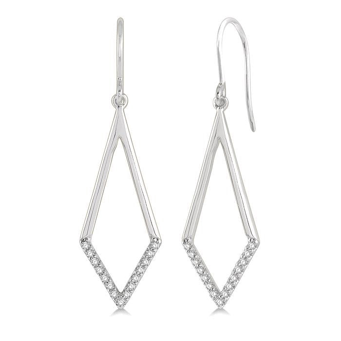 1/6 Ctw Geometric Shape Round Cut Diamond Earrings in 10K White Gold