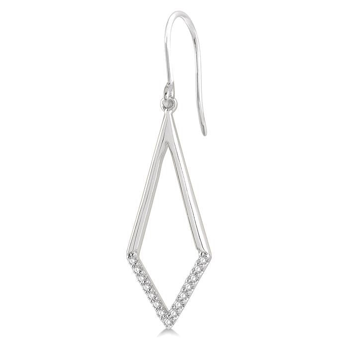 1/6 Ctw Geometric Shape Round Cut Diamond Earrings in 10K White Gold