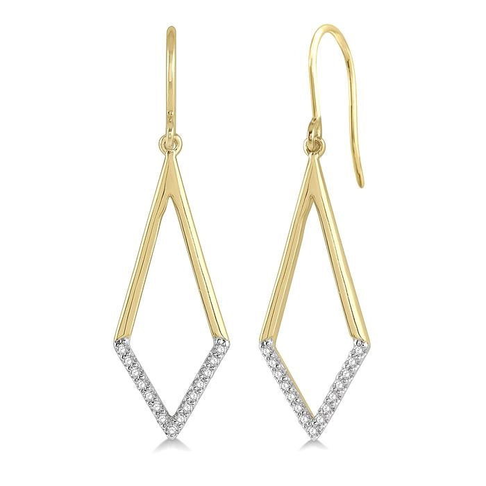 1/6 Ctw Geometric Shape Round Cut Diamond Earrings in 10K Yellow Gold